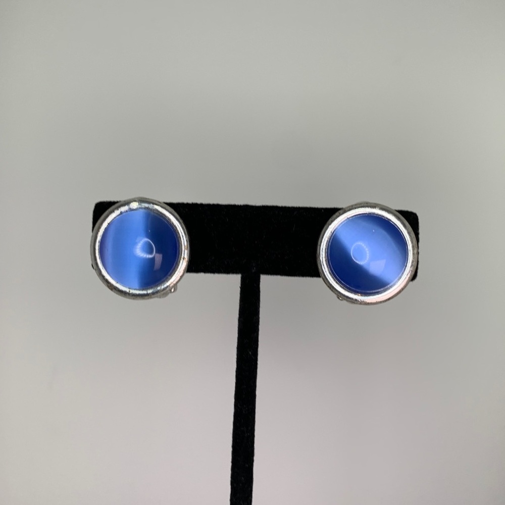 Faux star sapphire clip on earrings